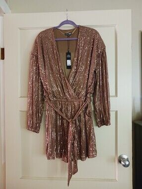 Fashion Nova Sequin Wrap Romper